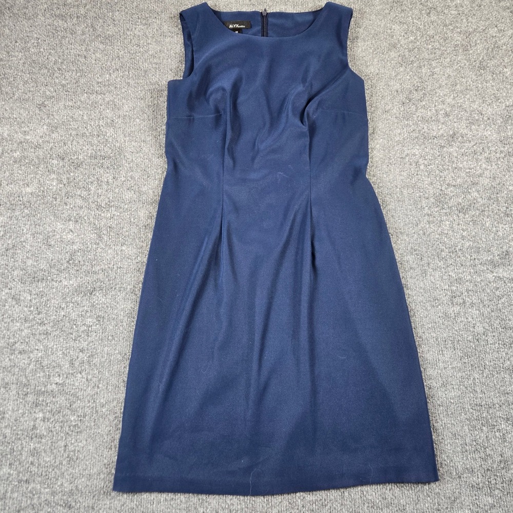 ALYX Petite Sheath Dress Women 4P Navy Blue Sleeveless Workwear